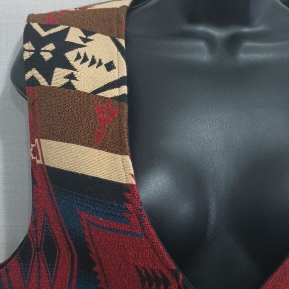SEPPE Vintage Vest Size Large Cropped Aztec Southwestern Print 80s Trible Casual - Picture 4 of 11